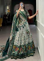 Tussar Silk Green Traditional Wear Floral Print Lehenga Choli